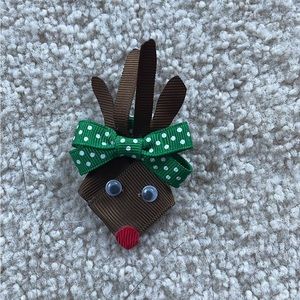 Rudolph hair bow with alligator clip